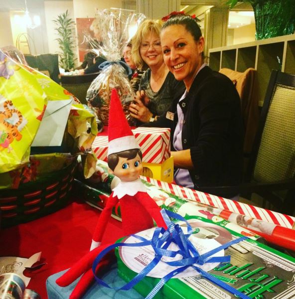 What's Nancy up to? She's in the middle of a gift wrap-a-thon in support of Be a Santa to a Senior!