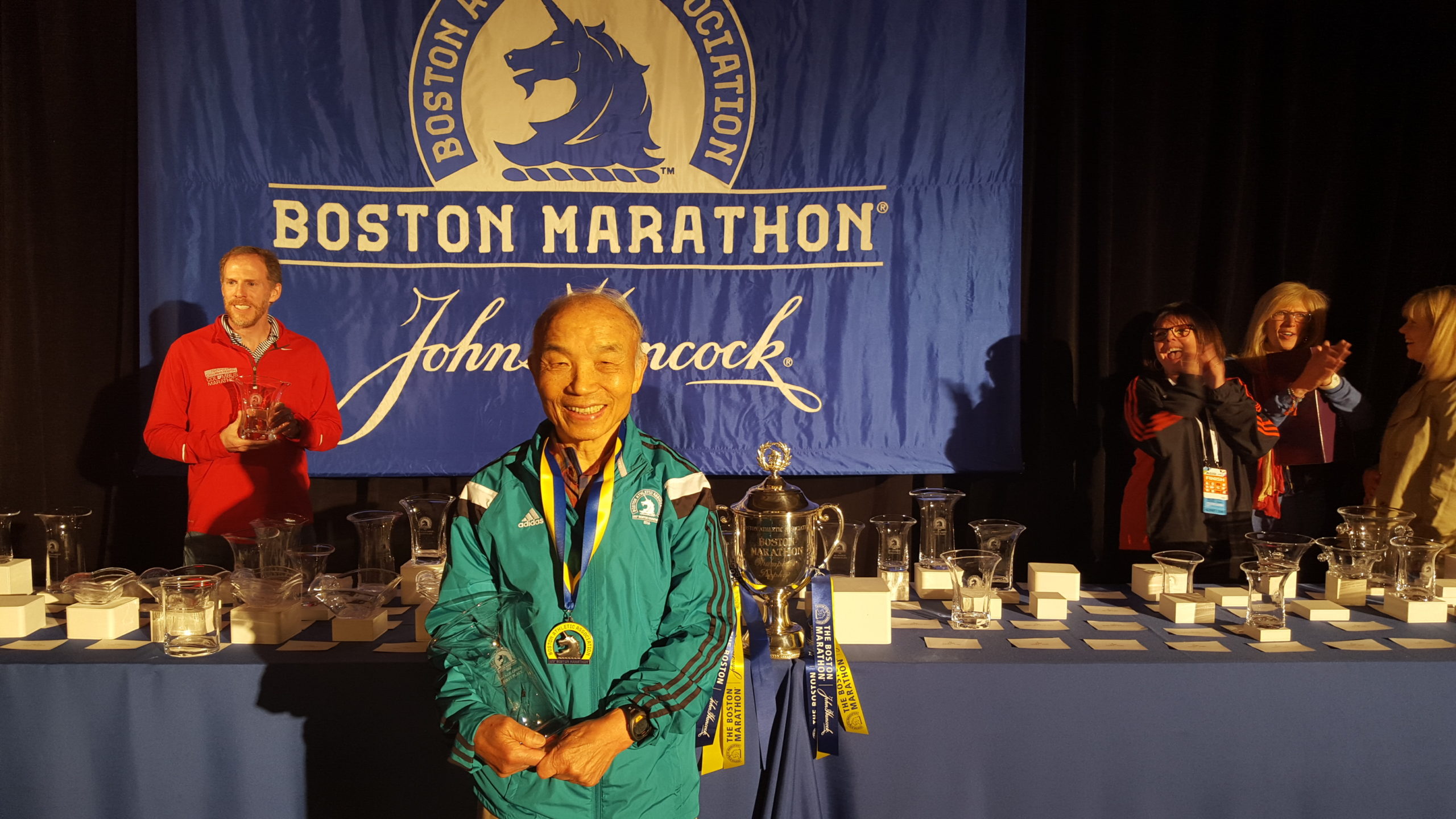 Yul Kwon, 2016 80+ category Boston Marathon winner